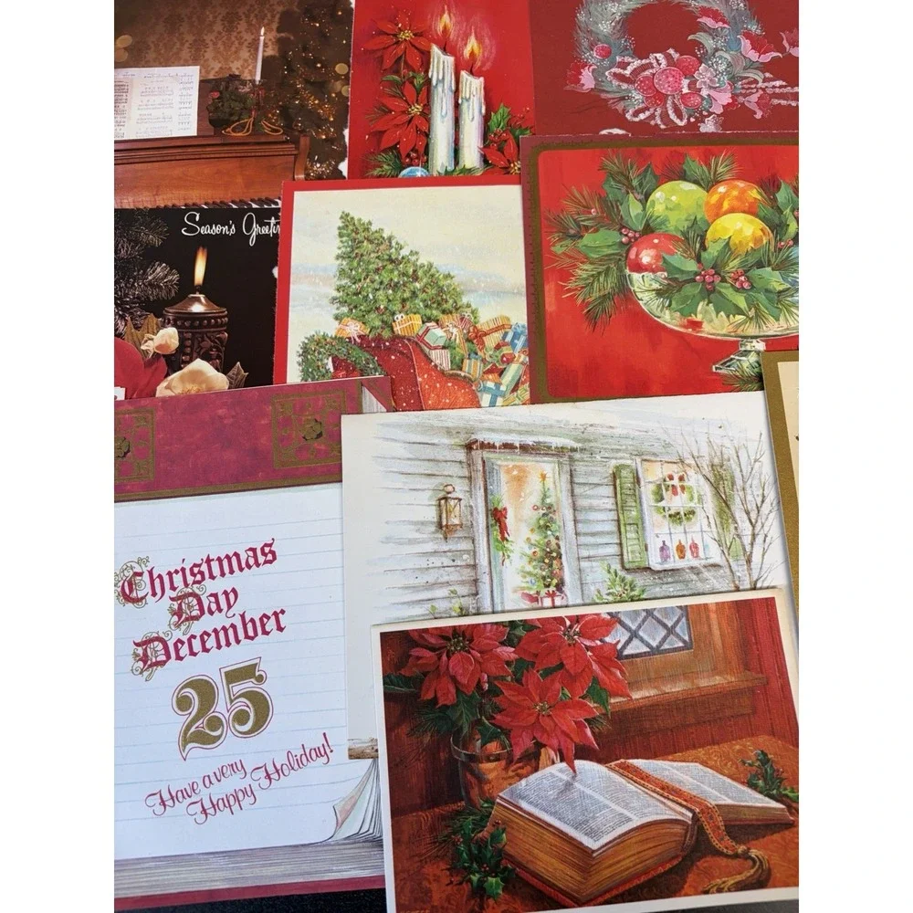 Vintage Christmas Cards Fronts ONLY Traditional Scrapbooking Decoupage Lot 50+